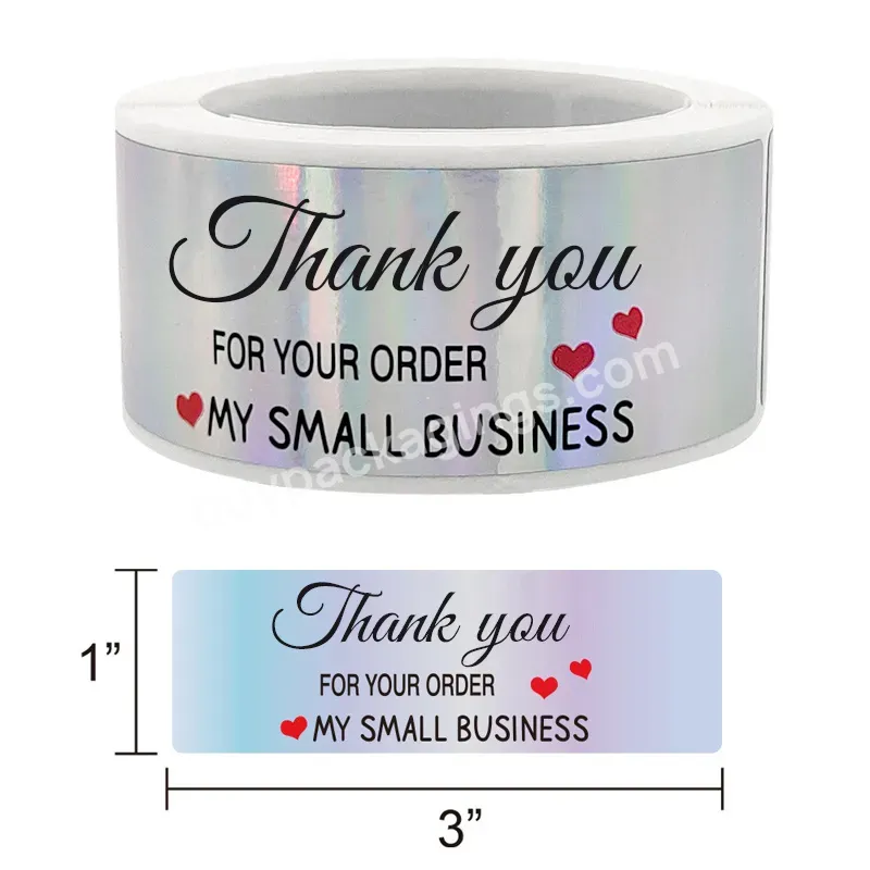 Custom Printed Holographic Water Proof Thank You Logo Thankyou Stickers For Small Business