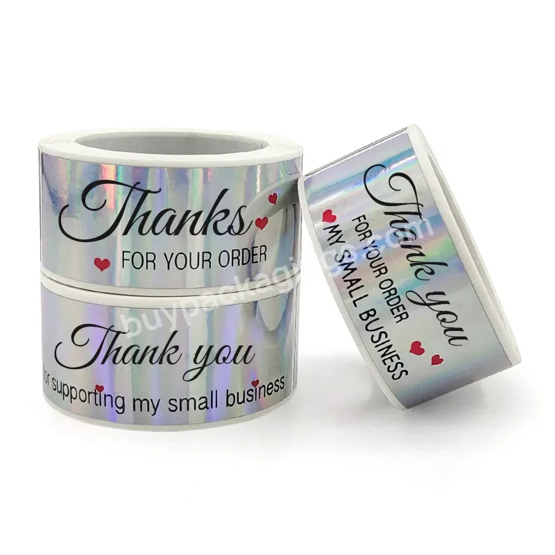 Custom Printed Holographic Water Proof Thank You Logo Thankyou Stickers For Small Business