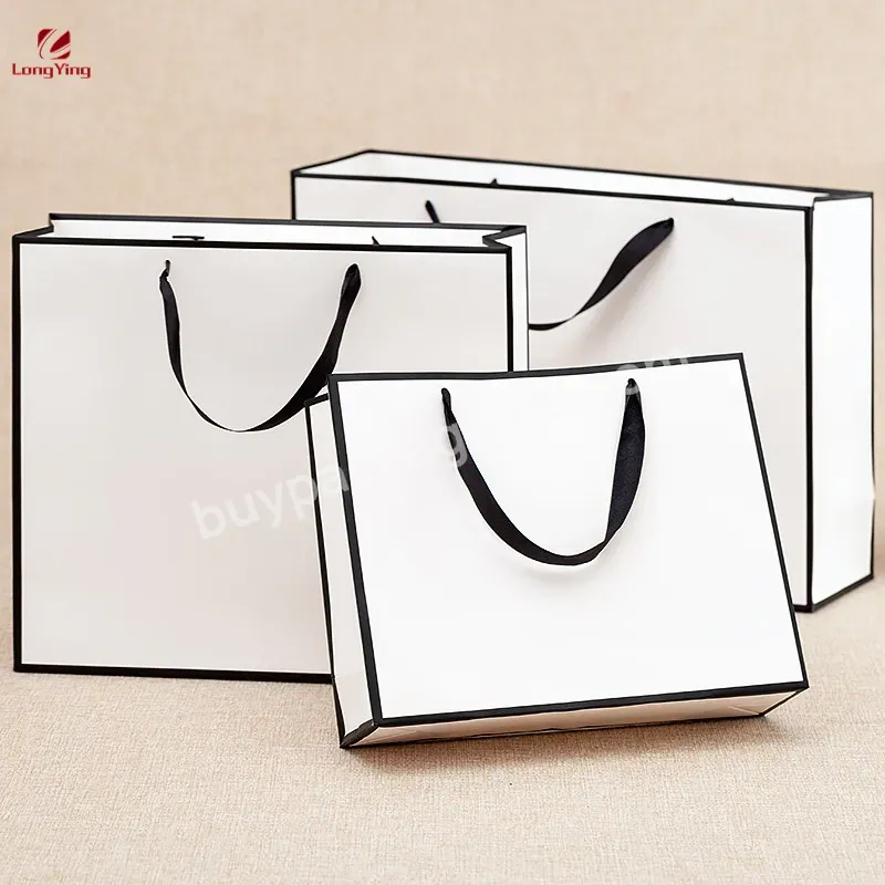 Custom Printed Kraft Paper Bags Plain Garment Bag With Ribbon Stain Waterproof Paper Bag Reusable