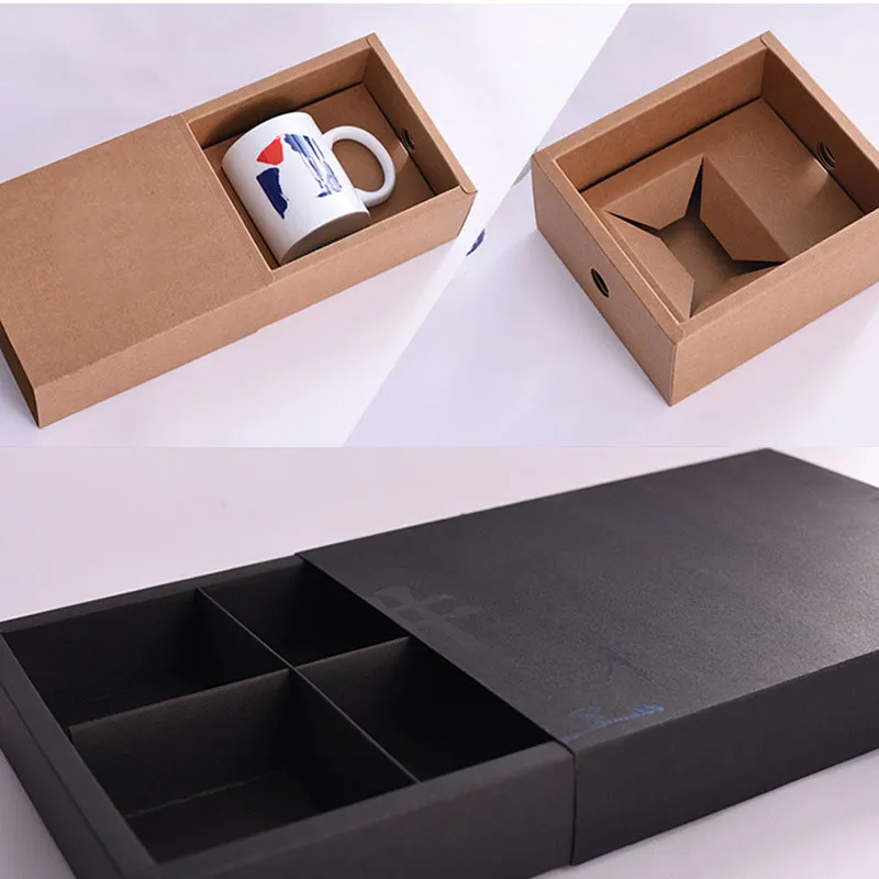 Custom Printed Kraft Paper Sliding Drawer Box For Mobile Phone Case Packaging