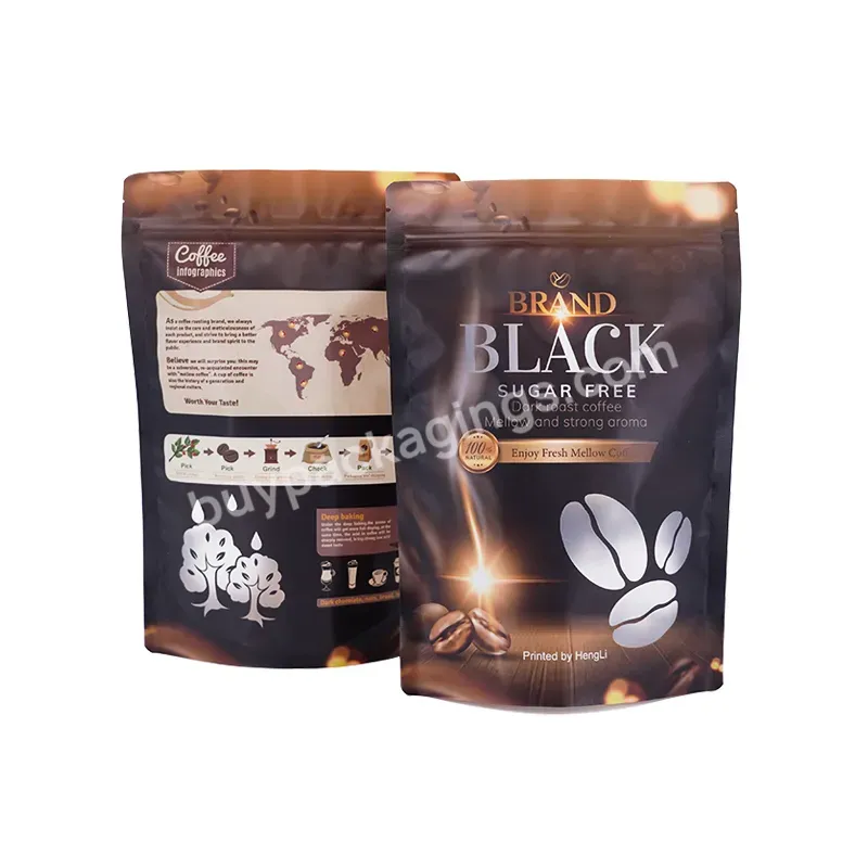 Custom Printed Laminated Aluminum Foil Stand Up Coffee Bags Resealable Ziplock Mylar Packaging Pouch