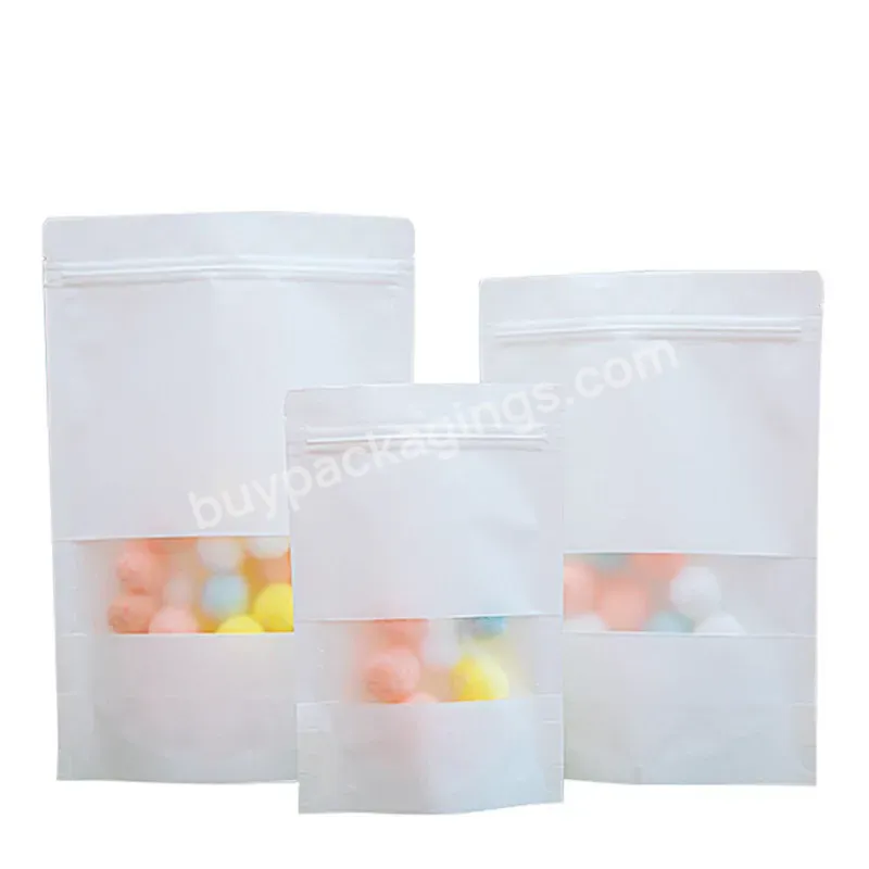 Custom Printed Laminated Mylar Ziplock Bags Brown Kraft Packaging Food Paper Bags With Window