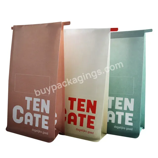 Custom Printed Logo 250g 500g 1kg Eco Friendly Biodegradable Brown Dry Fruit Kraft Paper Flat Bottom Coffee Tea Bags With Valve