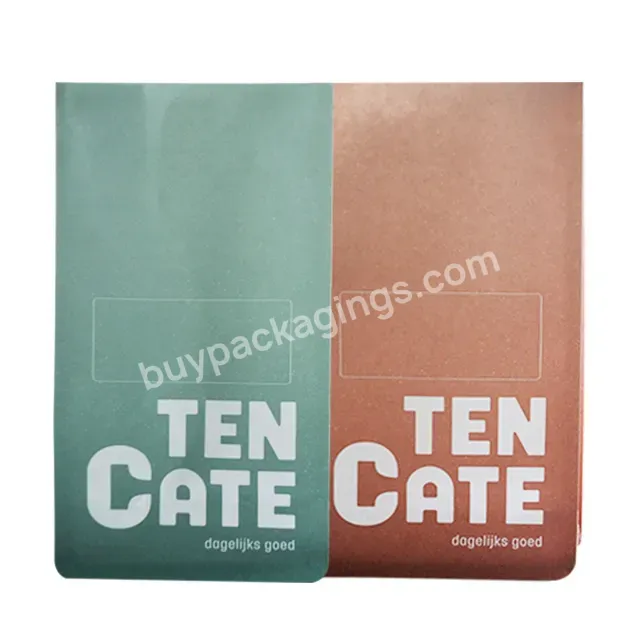 Custom Printed Logo 250g 500g 1kg Eco Friendly Biodegradable Brown Dry Fruit Kraft Paper Flat Bottom Coffee Tea Bags With Valve