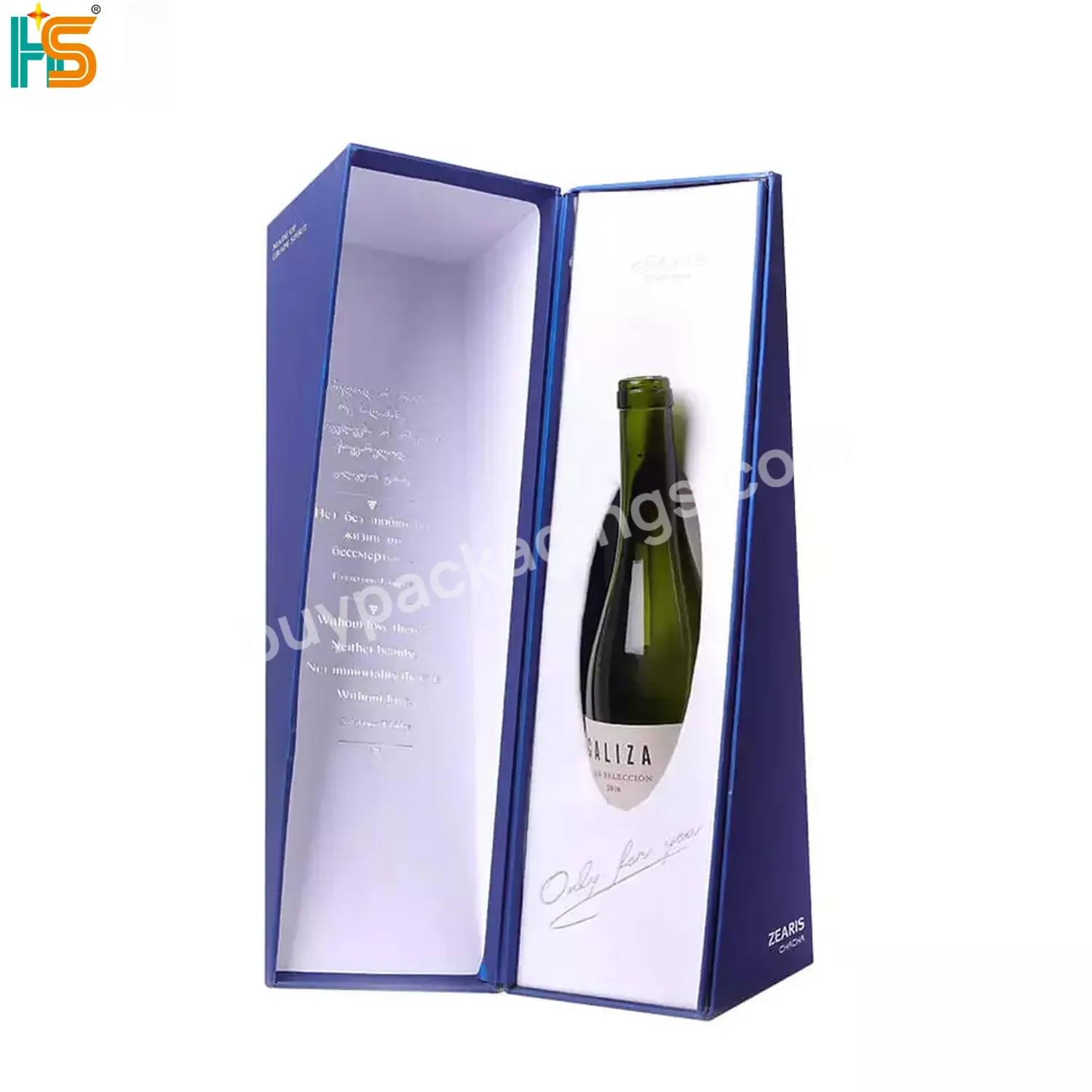 Custom Printed Logo Bag Box Packaging Boxes Luxury Blue Magnetic Red Wine Gift Box