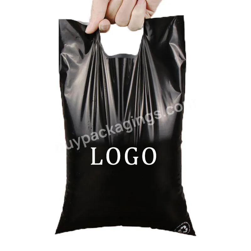 Custom printed Logo black LDPEHDPE handle plastic bag die cut handle carry shopping packaging bags for clothingshoe packing