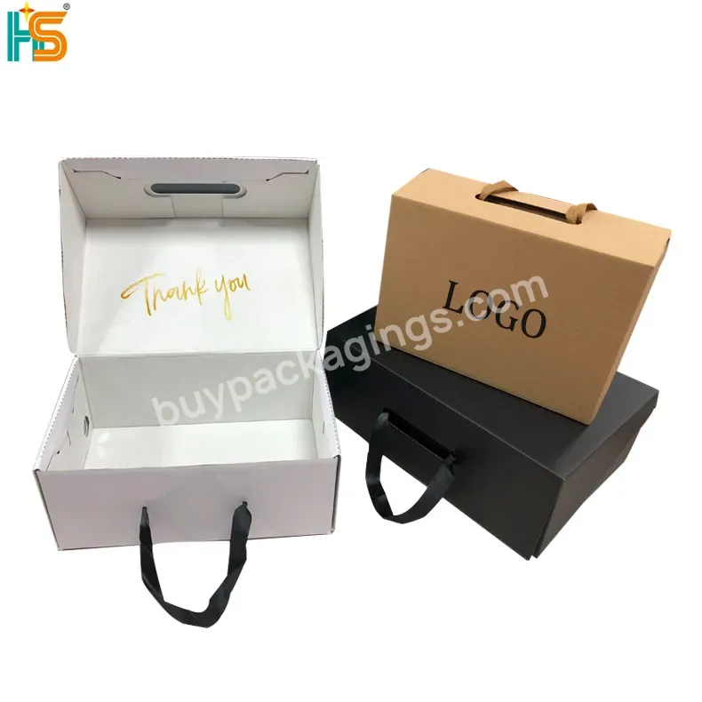 Custom Printed Logo Corrugated Paper Packaging Boxes Luxury Gift Shoe Box With Handle
