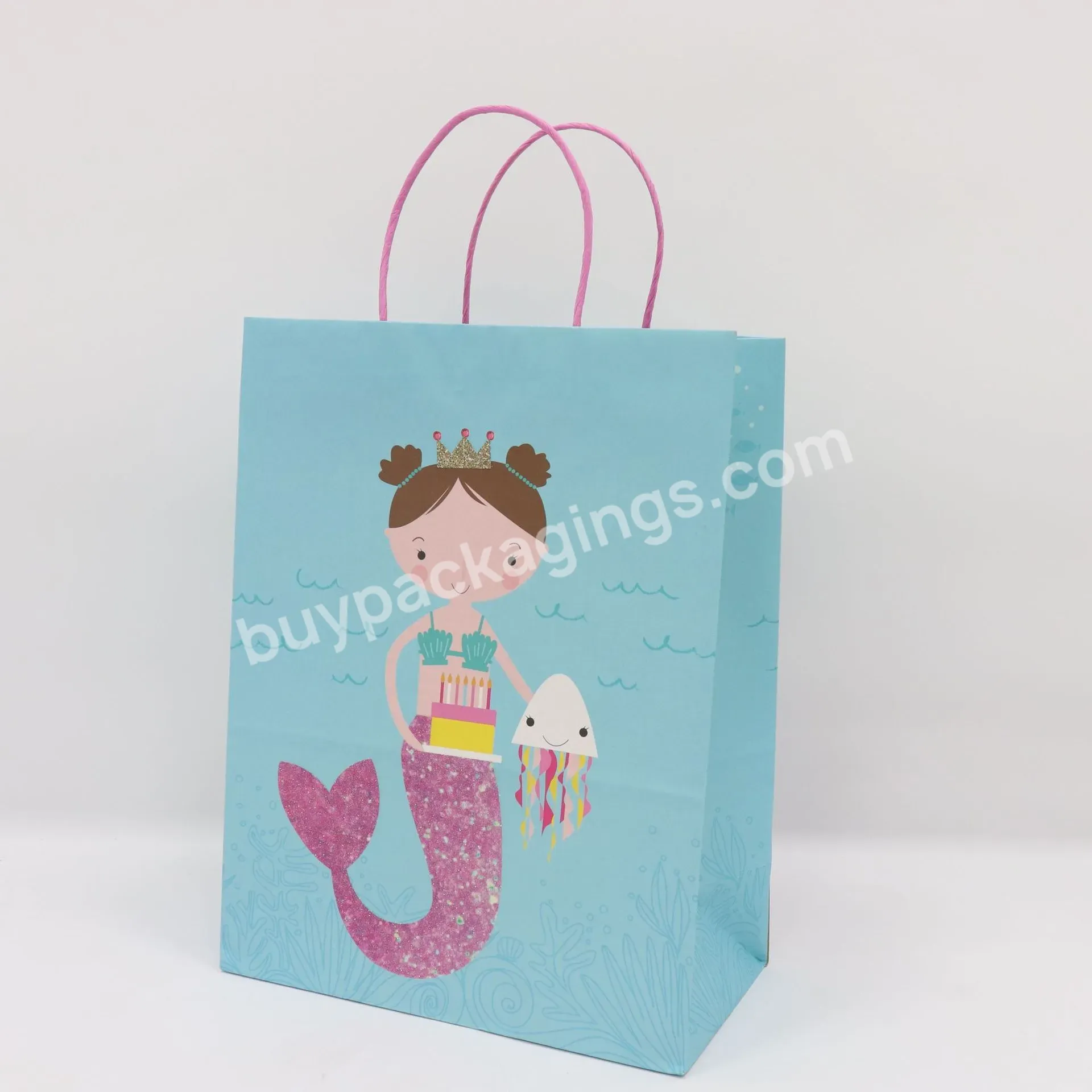 Custom Printed Logo Customized Fashion Recyclable Color Kraft Gift Festival Paper Bag With Hand