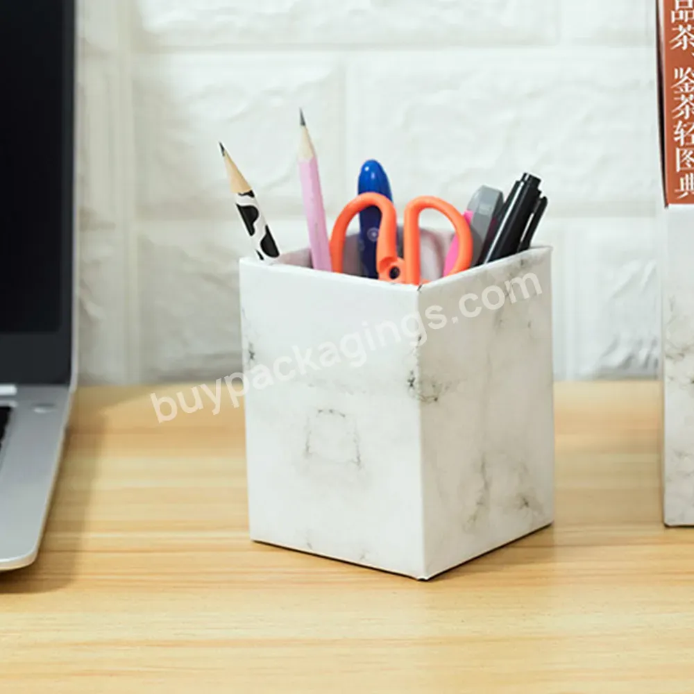 Custom Printed Logo Fashionable Creative Desktop Storage Box Pen Box Office Stationery Paper Pencil Case Paper Pen Holder