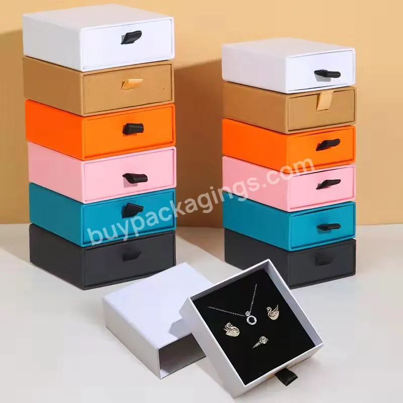 Custom Printed Logo Foiling White Black Transparent PE Thin Film Packing Box Necklaces Bracelet Gift Black Jewelry Packaging Box