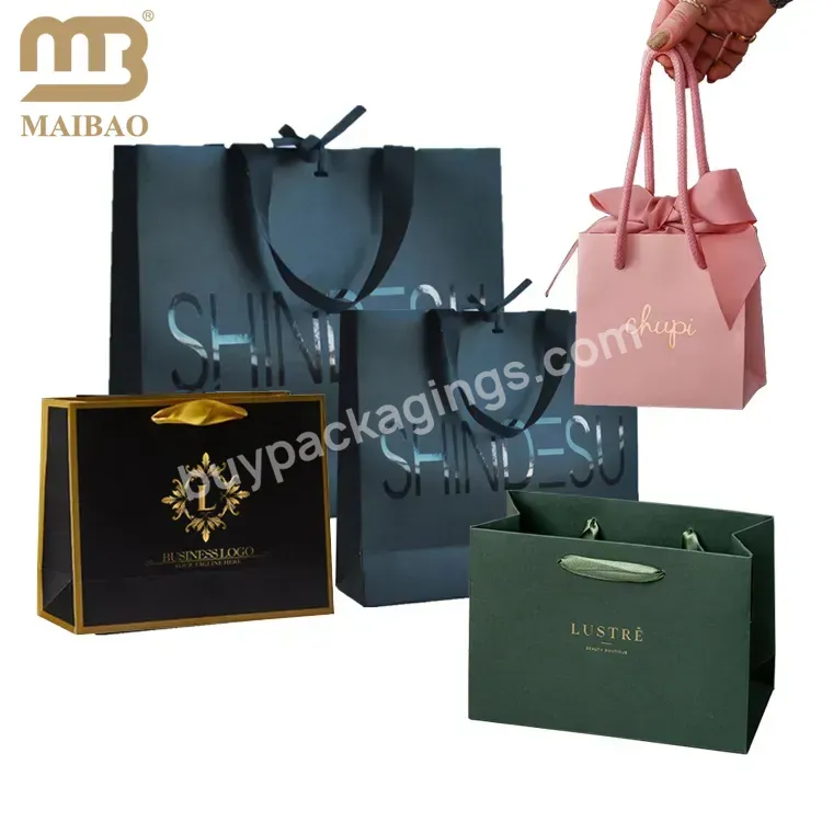Custom Printed Logo Gift Jewelry Pouch Packaging Paper Bags And Boxes For Boutique Skincare Women Hand Bags