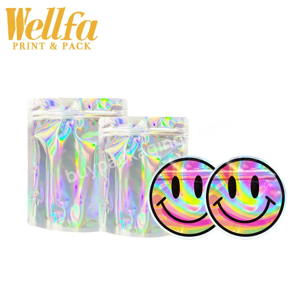 Custom Printed Logo Laminated Plastic Bags Stand Up Pouch Candy Seed Mylar Holographic Packaging Bag