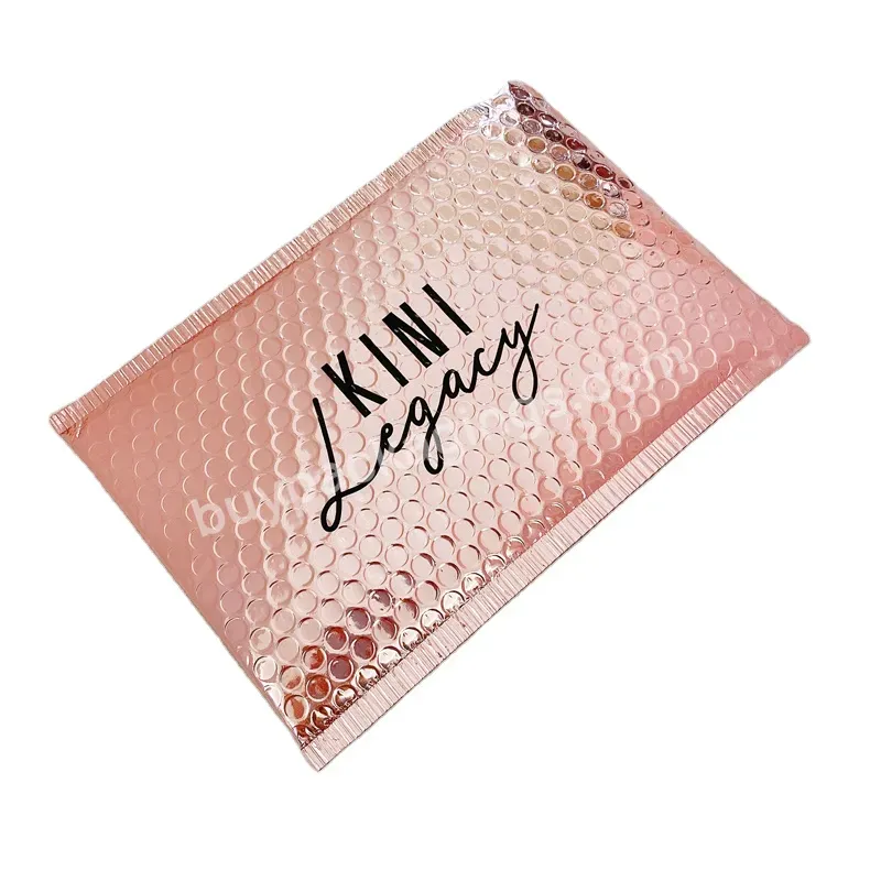 Custom Printed Logo Pink Shipping Mailing Bags Padded Envelopes Poly Mailer Glitter Rose Gold Bubble Mailers