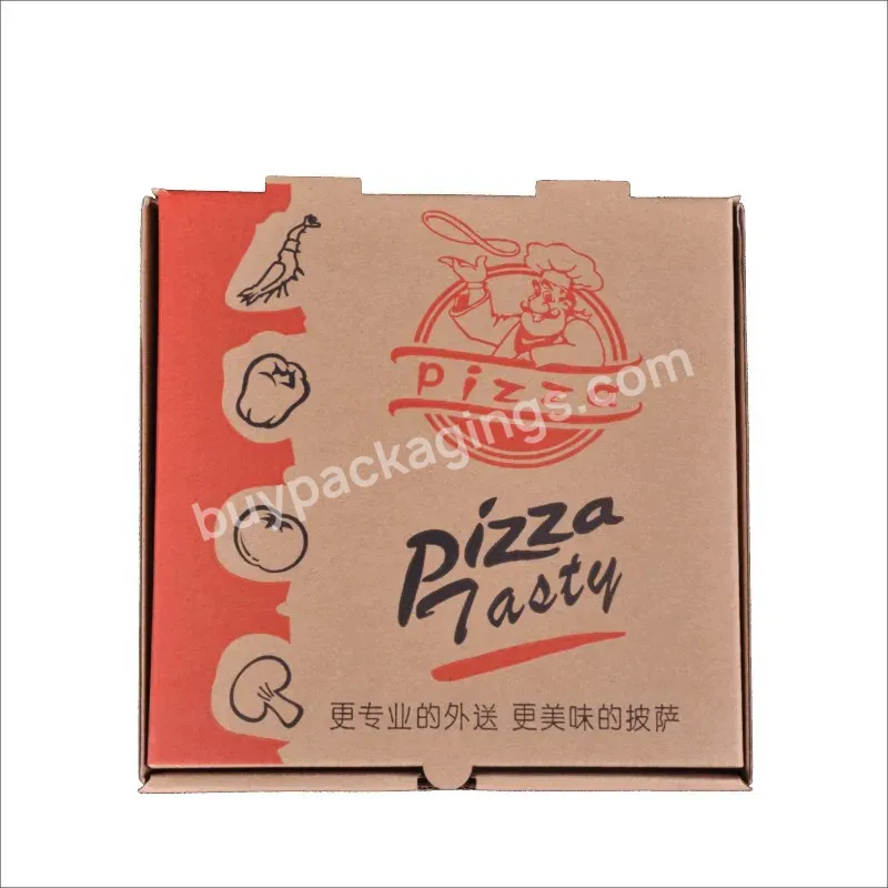 Custom Printed Logo Portable Food Packing Pizza Box Kraft Paper Box