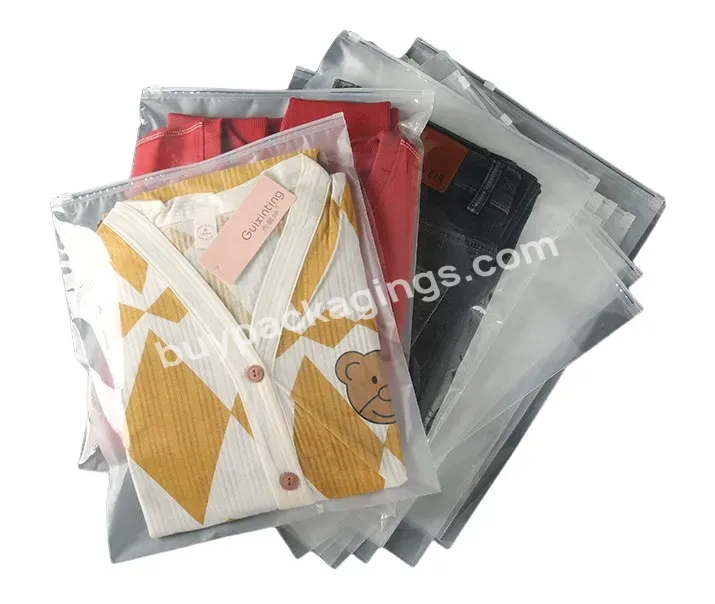 Custom Printed Logo Slide Zip Lock T Shirt Underwear Clothes Frosted Matte Packing Plastic Bags