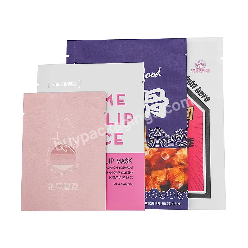 Custom Printed Logo Smell Proof Ziplock Powder Mask Cosmetics Three Sides Sealing Packaging Small Mylar Bags