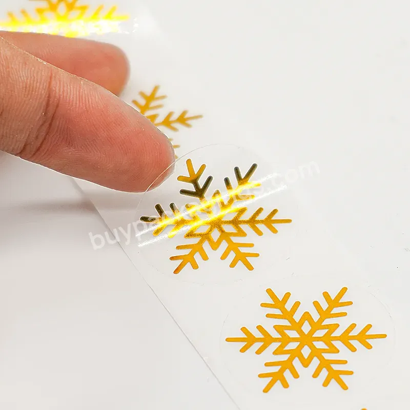 Custom Printed Logo Vinyl Waterproof Transparent Hot Gold Stamping Packaging Label Roll Stickers