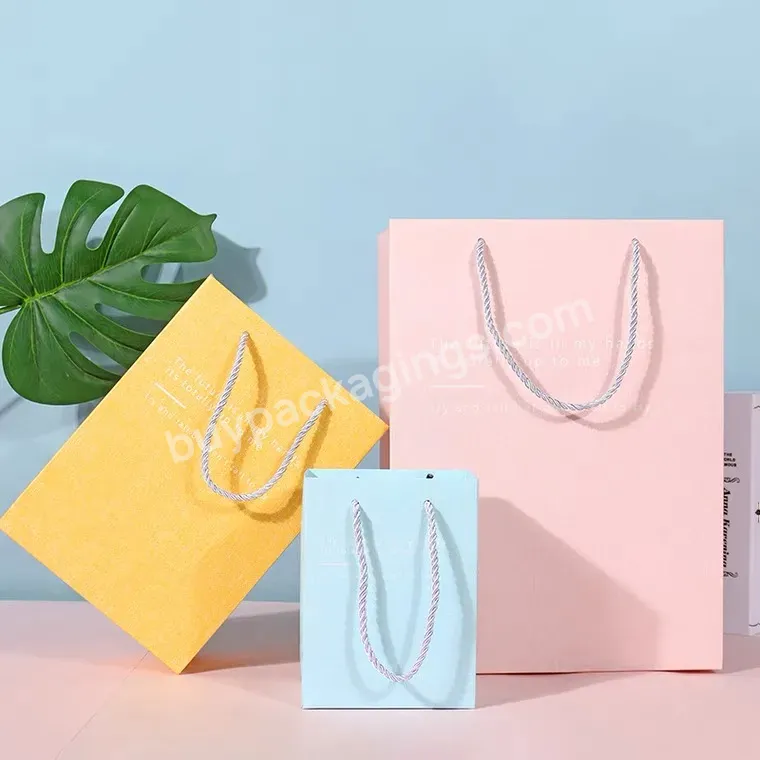 Custom Printed Logo White Brown Kraft Gift Craft Shopping Paper Bag With Ribbon Handles