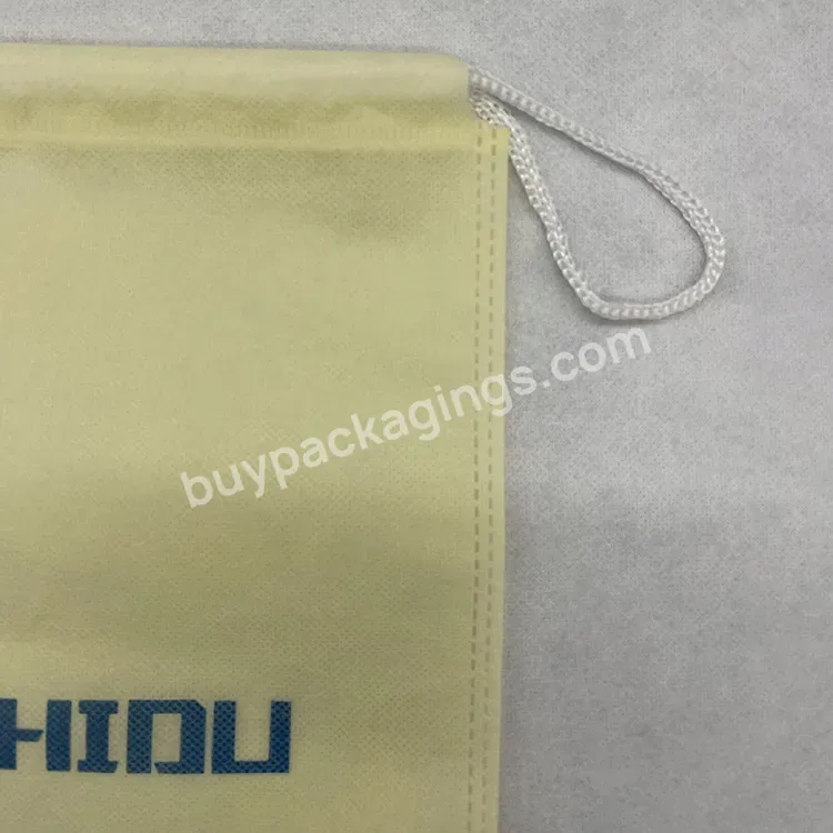 Custom Printed Logo Yellow Woven Fabric Drawstring Bag Shoe Dust Bag Travel Storage Dust Non Woven Drawstring Bags