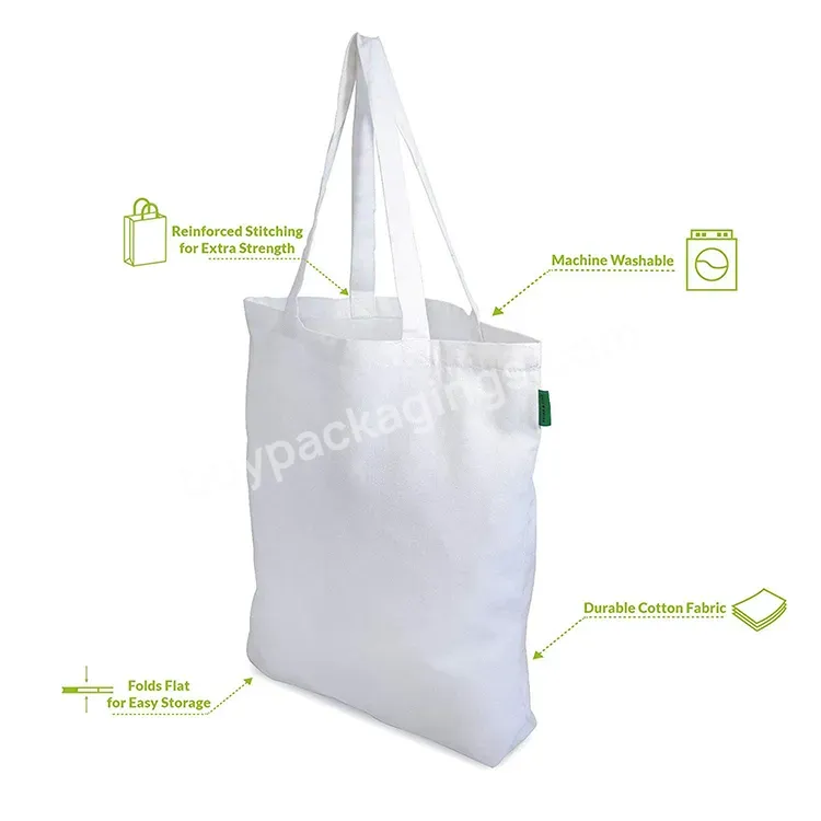 Custom Printed Long Handle Plain White Blank Natural Organic Eco Friendly Biodegradable Cloth Cotton Canvas Tote Shopping Bag