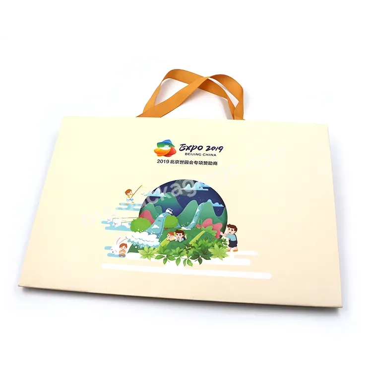 Custom Printed Luxury Gift Paper Shopping Bag Brown Kraft Paper Bags With Ribbon Handle