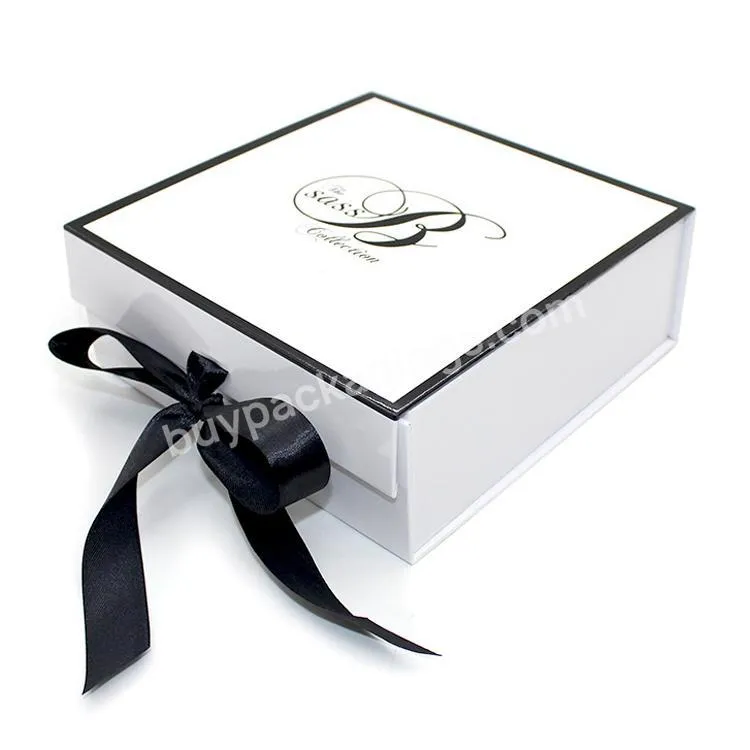 Custom printed luxury handmade foldable magnetic closure gift box with windows