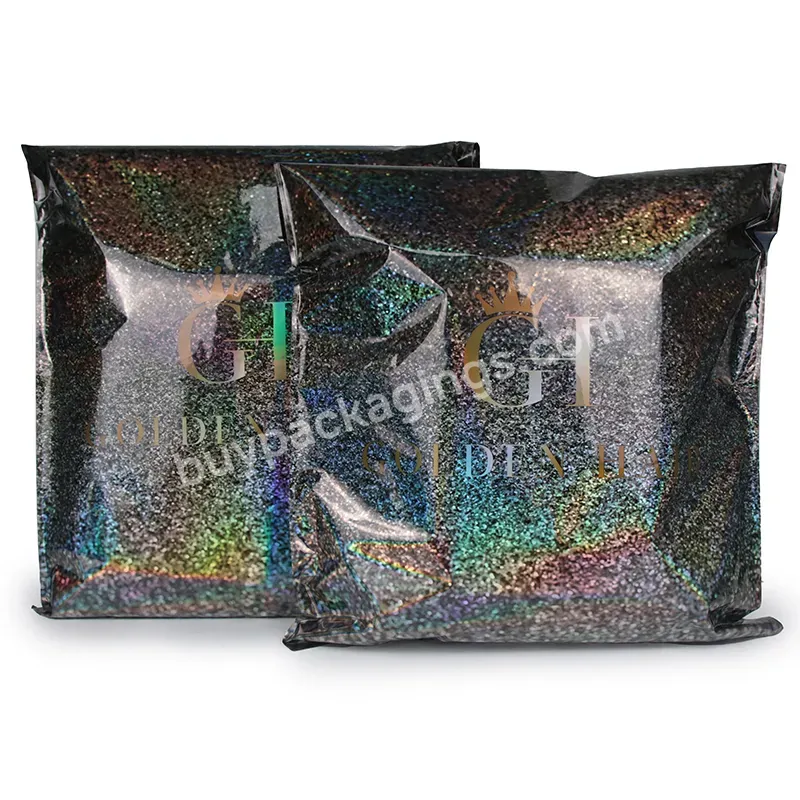 Custom Printed Mailing Bags Rainbow Poli Mailer Glitter Envelopes Metallic Aluminum Foil Holographic Poly Mailers