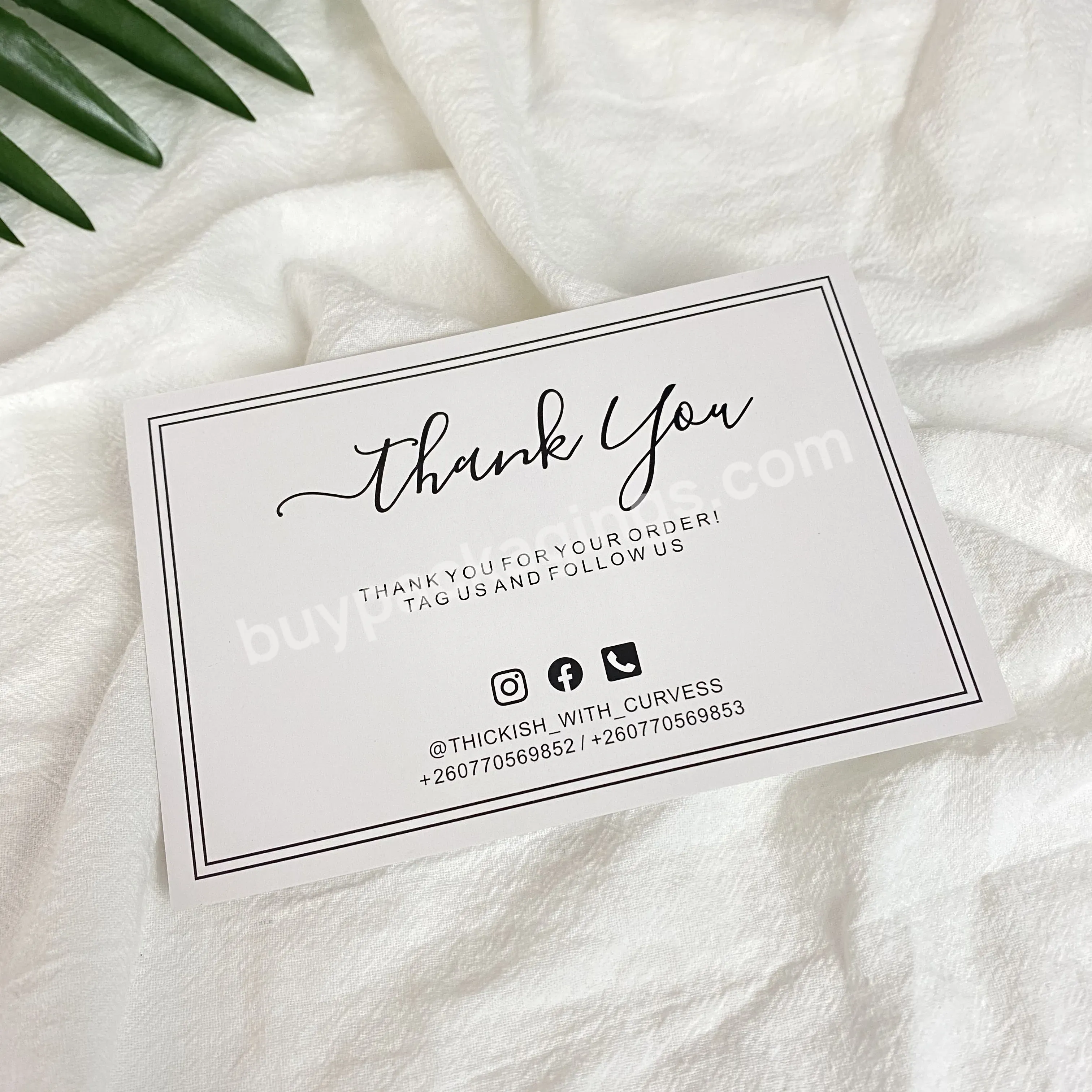 Custom Printed Matt Paper Tag Cards Gold Hot Stamping Thank You Card