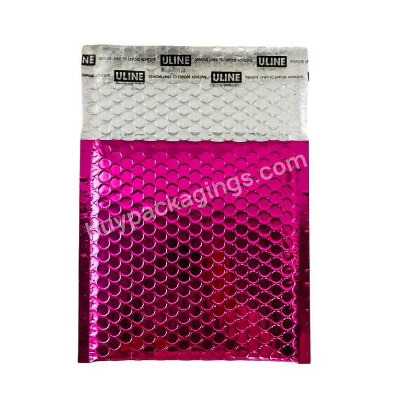 Custom Printed Metal Foil Rose Gold Plastic Envelope For Mailing Filled Polyethylene Bubble Pouch