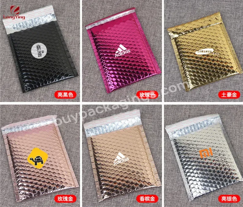 Custom Printed Metallic Foil Bubble Mailers Padded Envelopes Rose Gold/pink Beauty Shipping Mailers