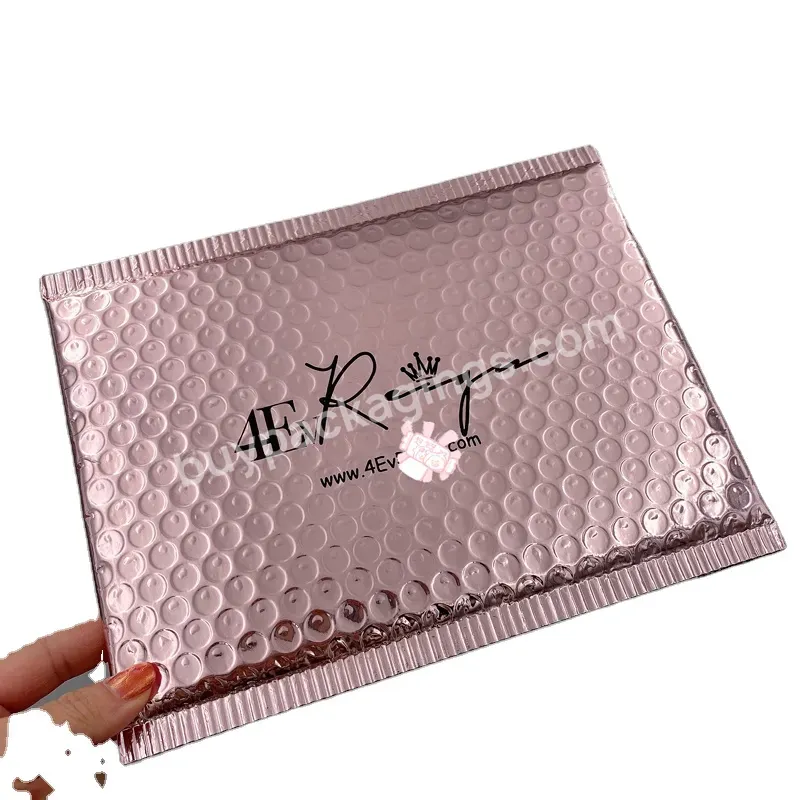 Custom Printed Metallic Foil Rose Gold Plastic Envelopes Mailing Padded Poly Bubble Mailer Bag