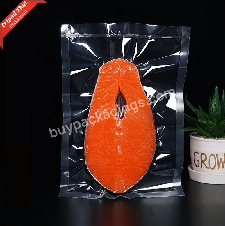 Custom Printed Mylar Transparent 3 Sides Seal Seafood Frozen Food Vacuum Bags For Food Vacuum Bag