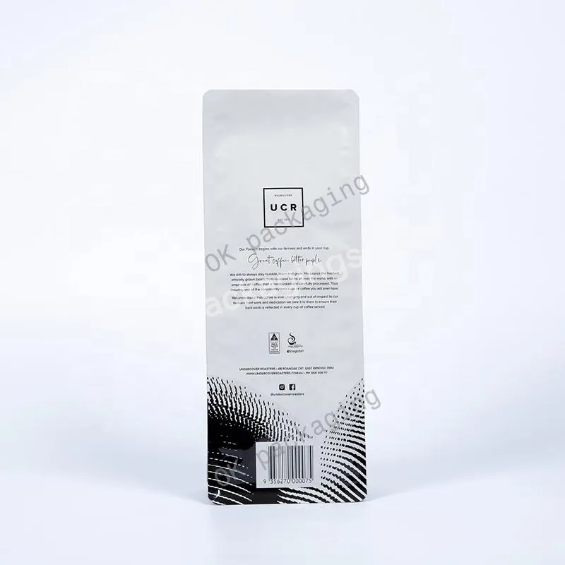 Custom Printed Octagonal Coffee Beans Packaging Bags Retail With Zipper And Valve Eight Side Sealed Flat Bottom Coffee Bag