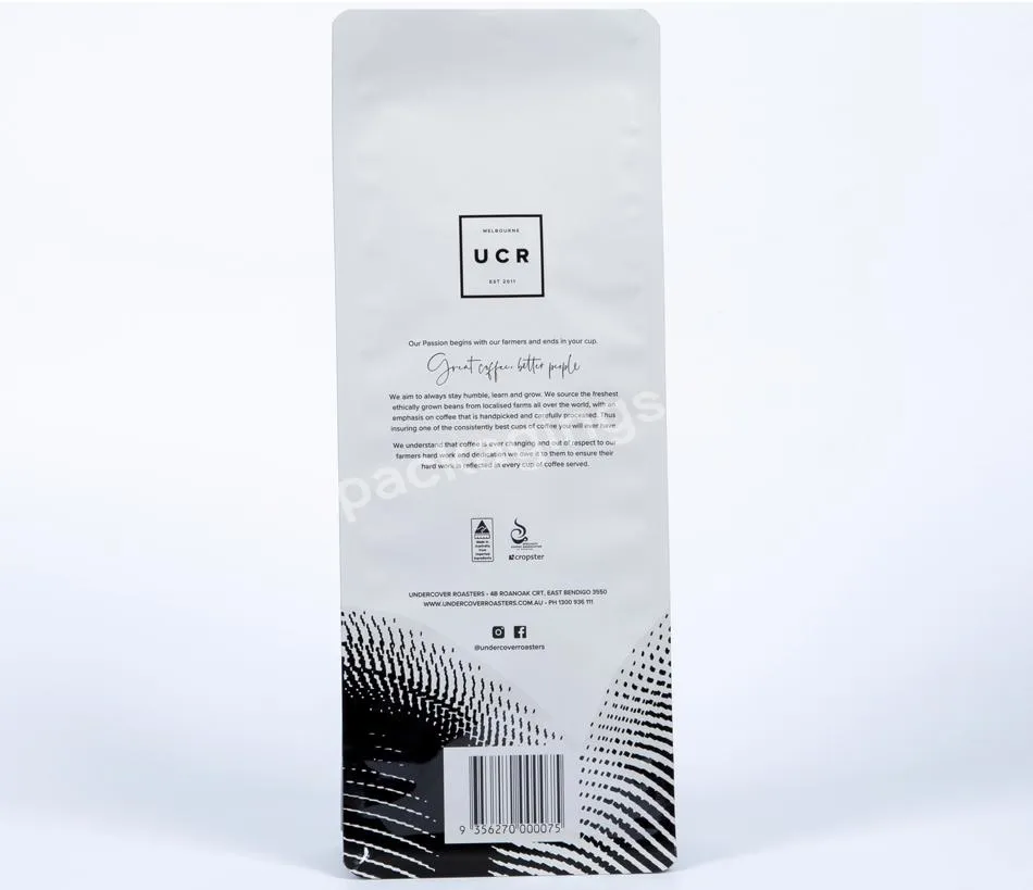 Custom Printed Octagonal Coffee Beans Packaging Bags Retail With Zipper And Valve Eight Side Sealed Flat Bottom Coffee Bag