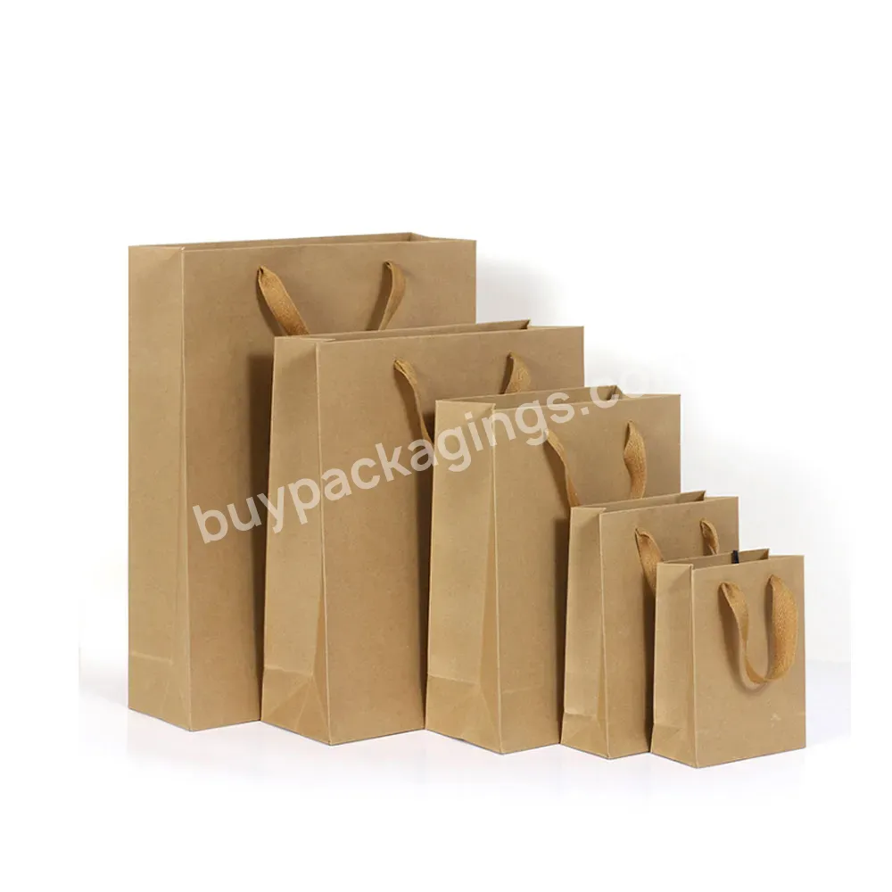 Custom Printed Packaging Recycled Shopping Black White Brown Black Luxury Gift Small Kraft Paper Bag