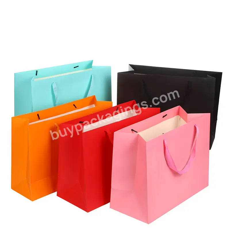 Custom Printed Paper Bags With Your Own Logo Cardboard Shopping Paper Gift Bags For Small Business For Clothes Shoes Store