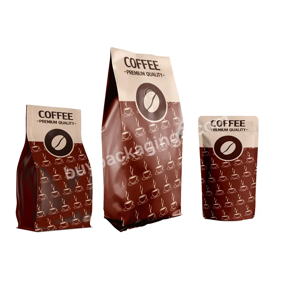 Custom Printed Pet/al/pe Coffee Bag Packaging Pouch Roasted Coffee Storage Pouches Resealable Flat Bottom Pouch Coffee Bag