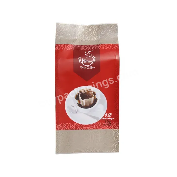 Custom Printed Philippines Classic Plastic Quad Seal Coffee Pouch Side Gusset Tin Tie Drip Coffee Filter Package Bag With Valve