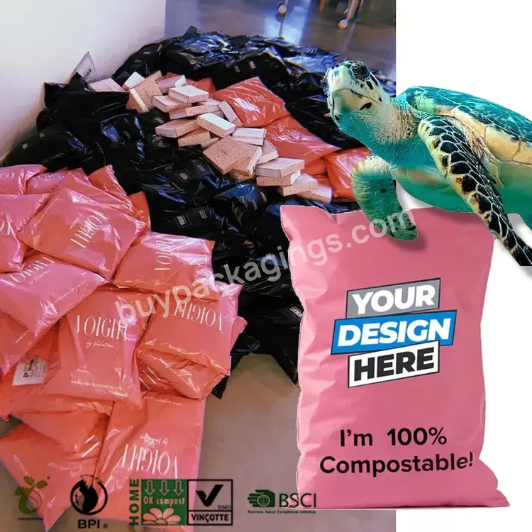 Custom Printed Pink Biodegradable Cornstarch Clothing Mailing Envelopes Polymailer Shipping Mailers Courier Bag With Handle - Buy Pink Bio-based Sustainable Mailer,Cornstarch Compostable Mailer,Pink Mailing Bags.