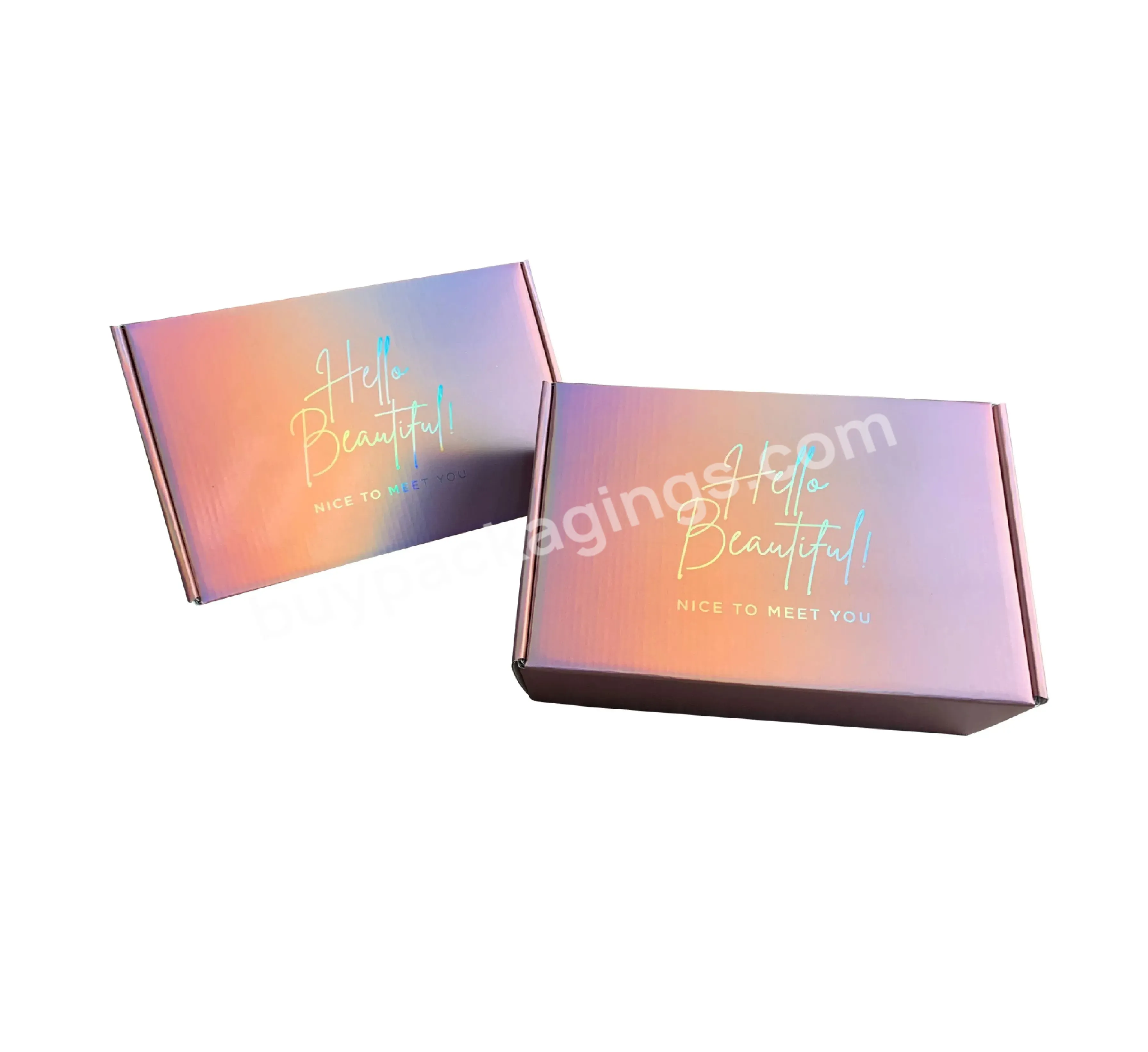 Custom Printed Pink Holographic Corrugated Box Shipping Mailer Box With Your Own Logo