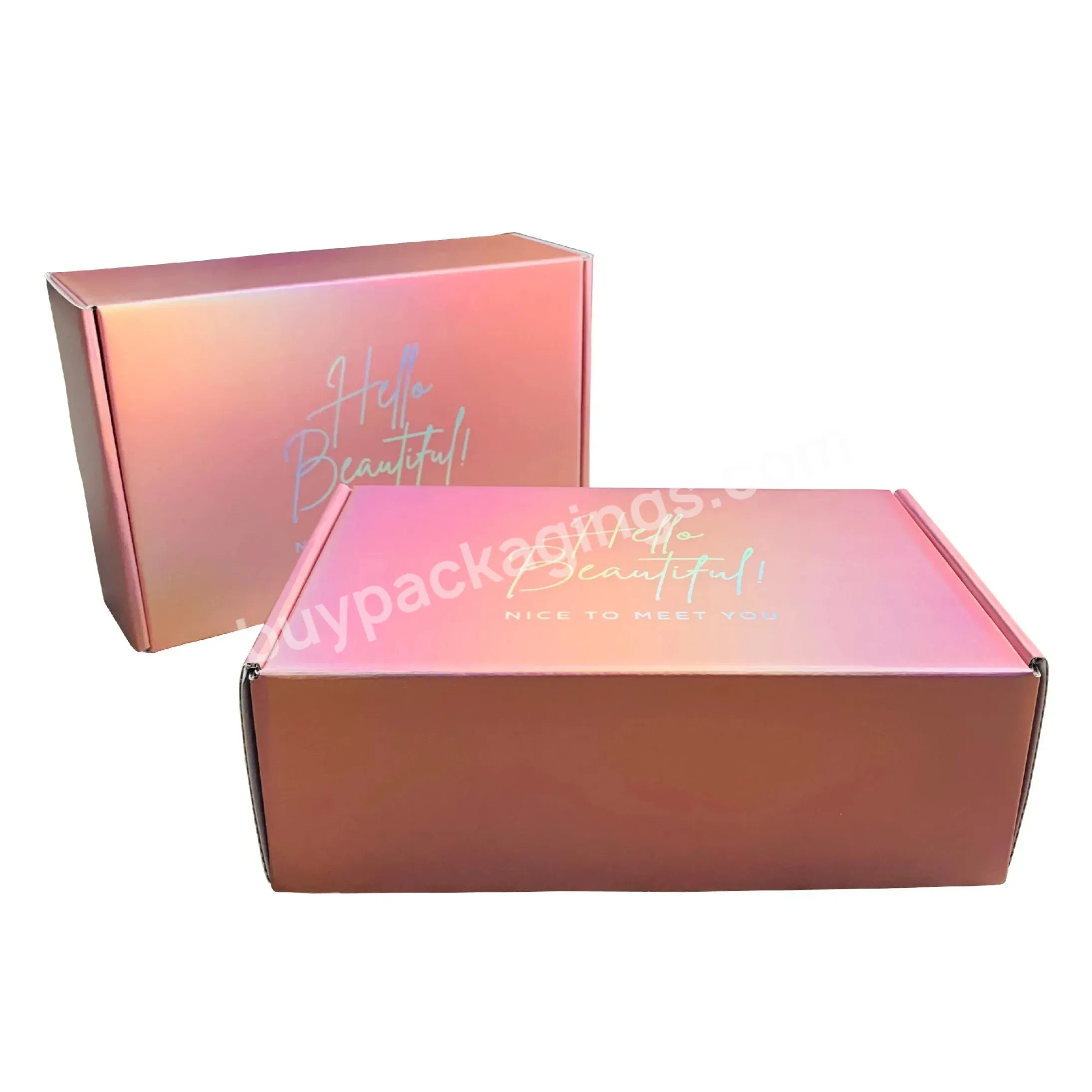 Custom Printed Pink Holographic Corrugated Box Shipping Mailer Box With Your Own Logo