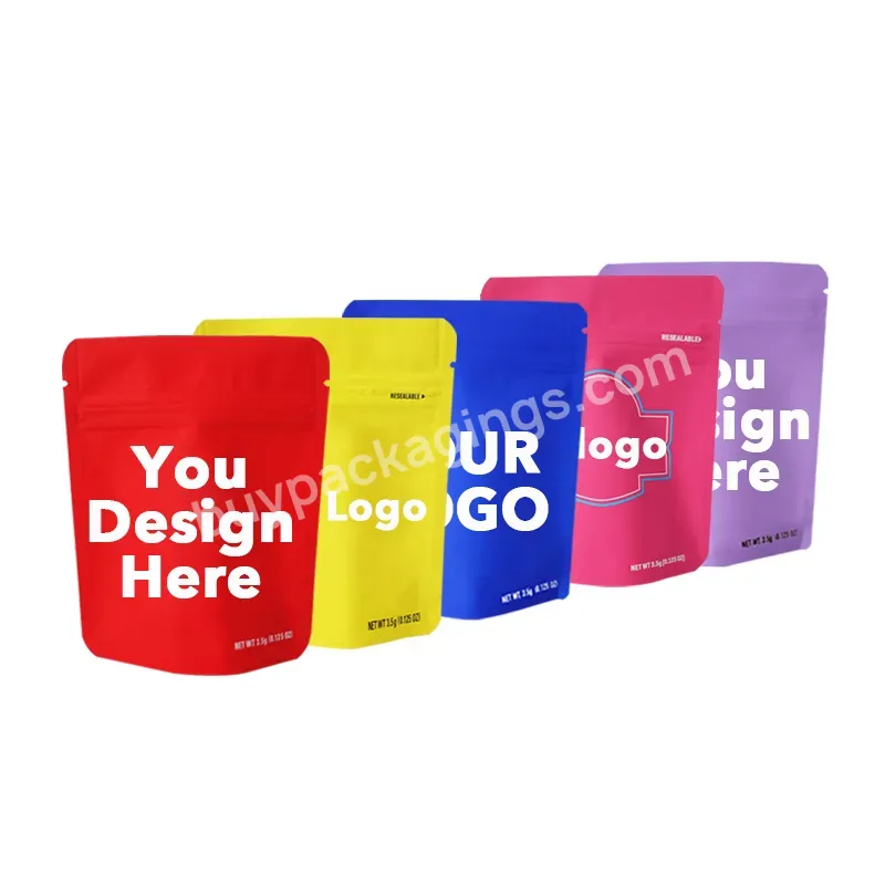 Custom Printed Plastic 3.5g 7g 14g 1oz Laminated Mini Zipper Packaging Cookie Bags 3.5 Smell Proof Mylar Bags