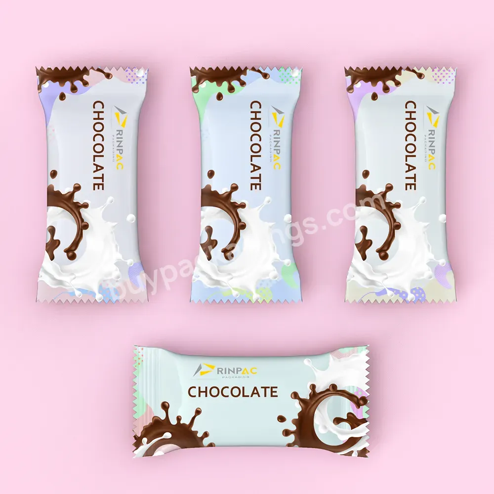 Custom Printed Plastic Back Sealed Bag Food Grade Wholesale Custom Chocolate Bar Wrapper Packaging