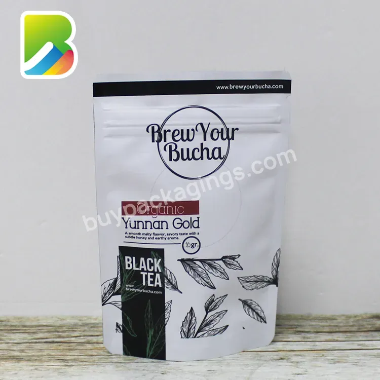 Custom Printed Plastic Biodegradable Waterproof Zipper Empty Tea Bag Resealable Stand Up Ziplock Tea Bag