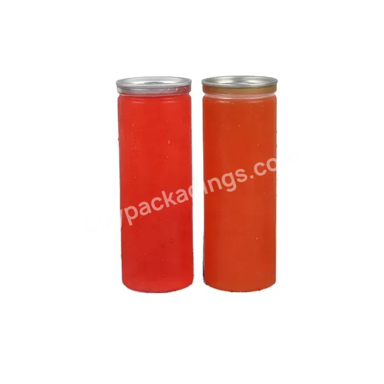 Custom Printed Plastic Cans 250 300 350ml Clear Transparent Beverage Cans Bottles With Easy Ring Pull Lid