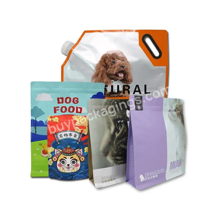 Custom Printed Plastic Feed Packaging Dog Cat Treat Zip Pouches Wholesale Pet Food Bag With Resealable Zipper
