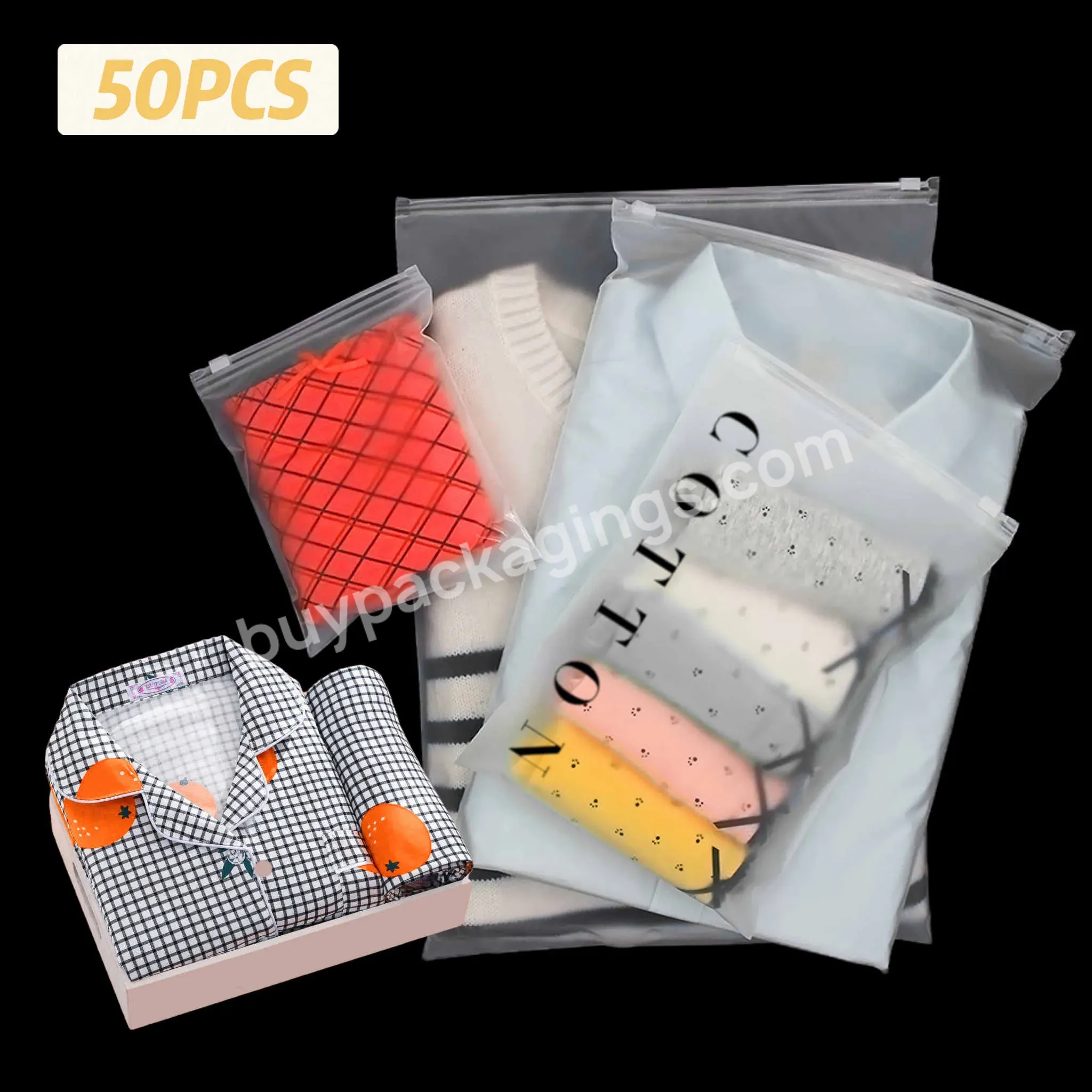 Custom Printed Plastic Zip Lock Bag Frosted Zipper Bag For Packaging Pajama T-shirt