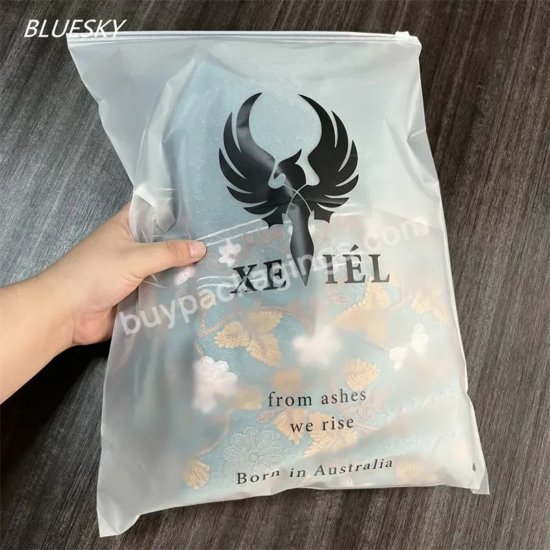 Custom Printed Plastic Zip Lock Bag Frosted Zipper Bag For Packaging Pajama T-shirt