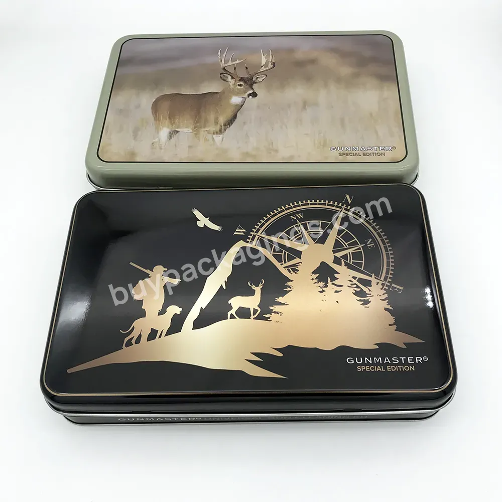 Custom Printed Rectangle Hinged Lid Metal Tin Tool Box