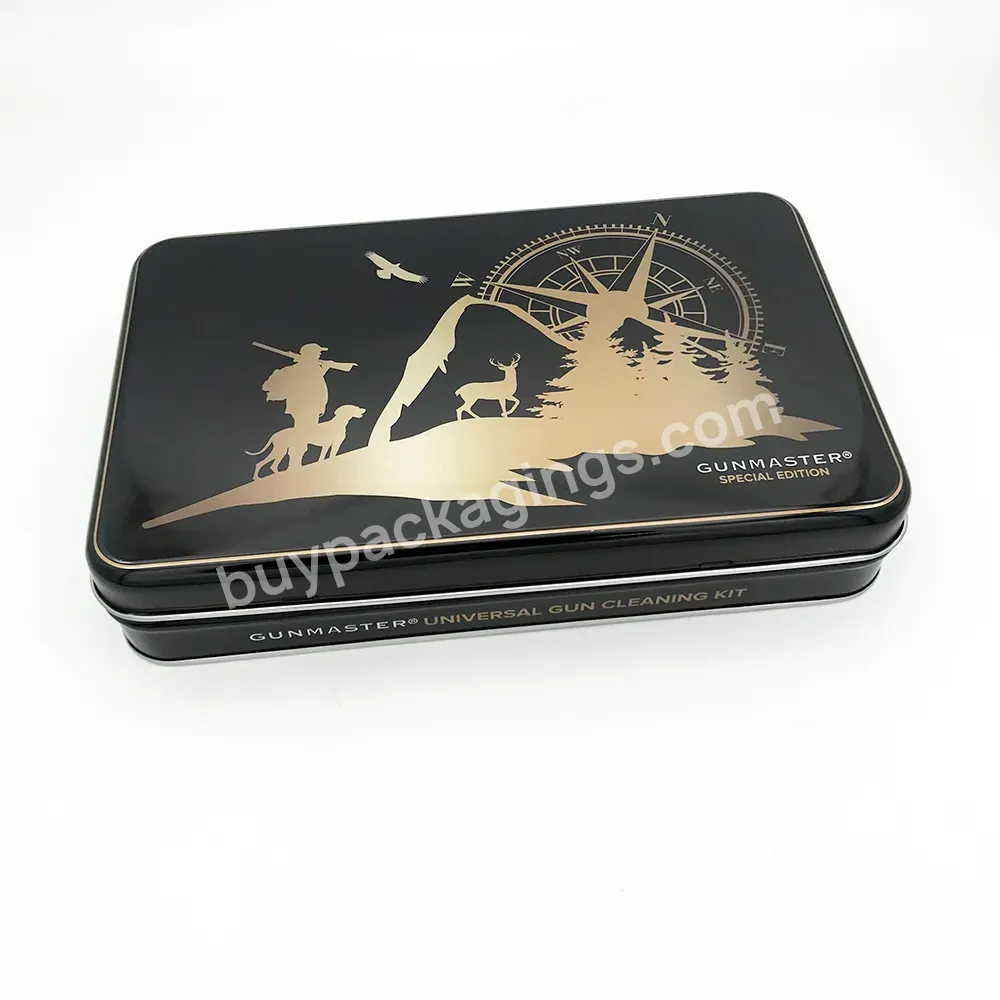 Custom Printed Rectangle Hinged Lid Metal Tin Tool Box